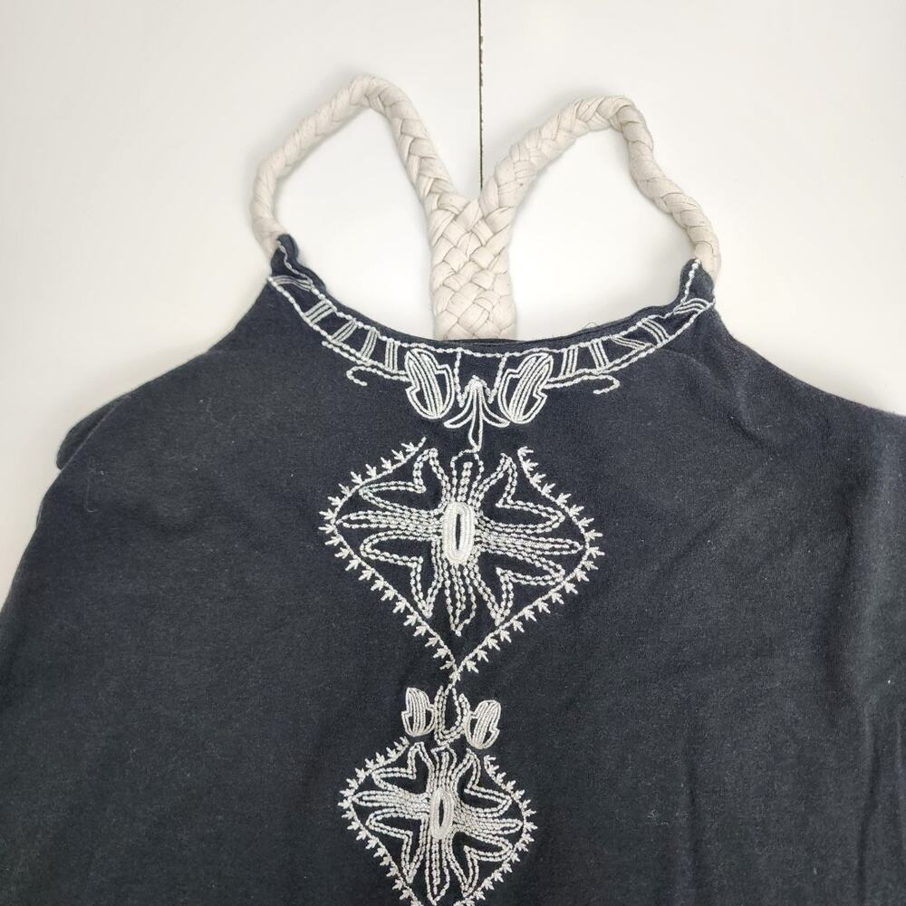 Twenty One XXI Rope Straps Black & White Embroidered Tank Top Women's Size S